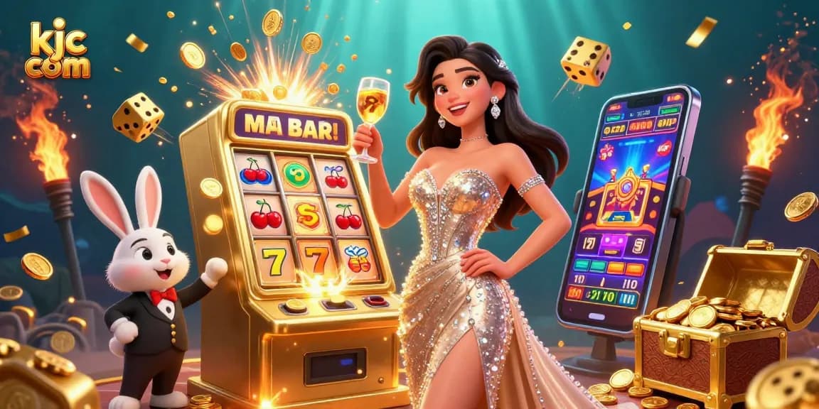 Experience thrilling wins with kjc com at a luxurious online casino illustrated scene.
