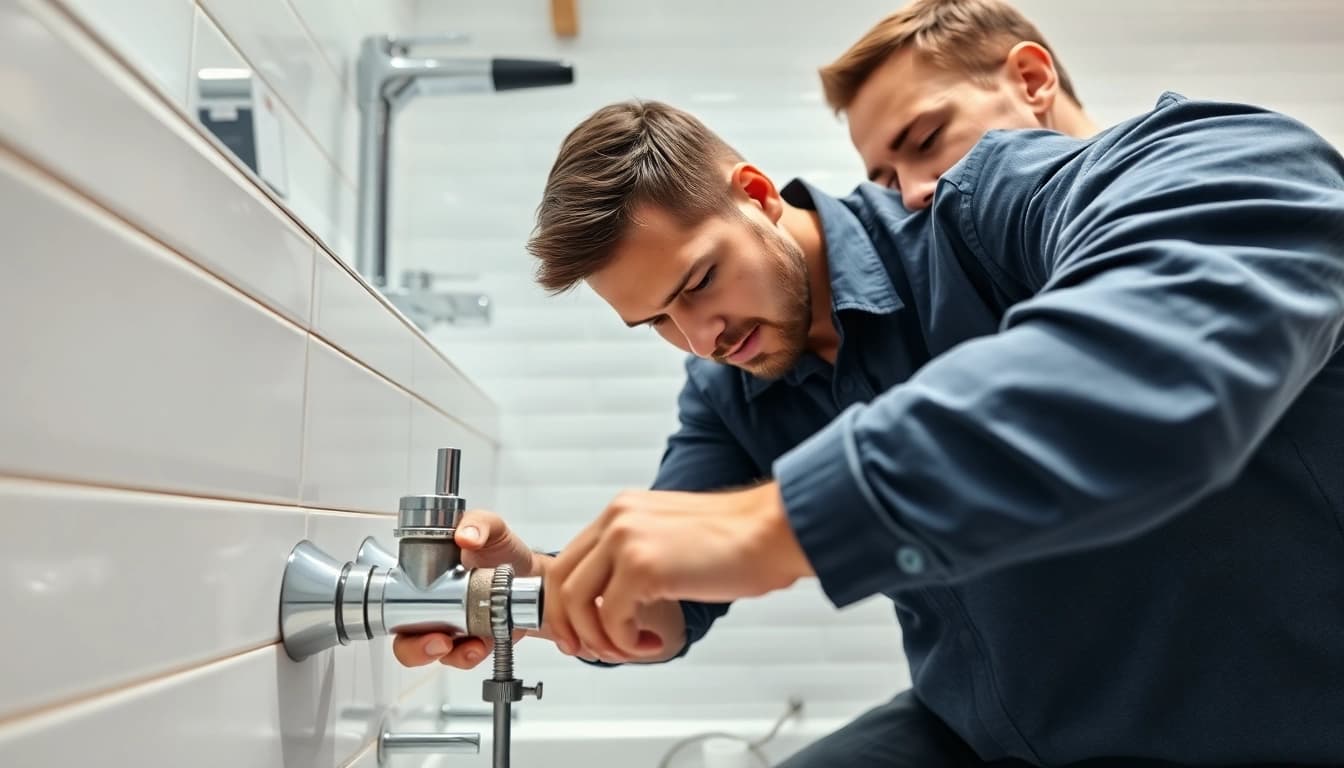 Sonni sanitär GmbH Plumber maintaining modern bathroom fixtures with expert precision.