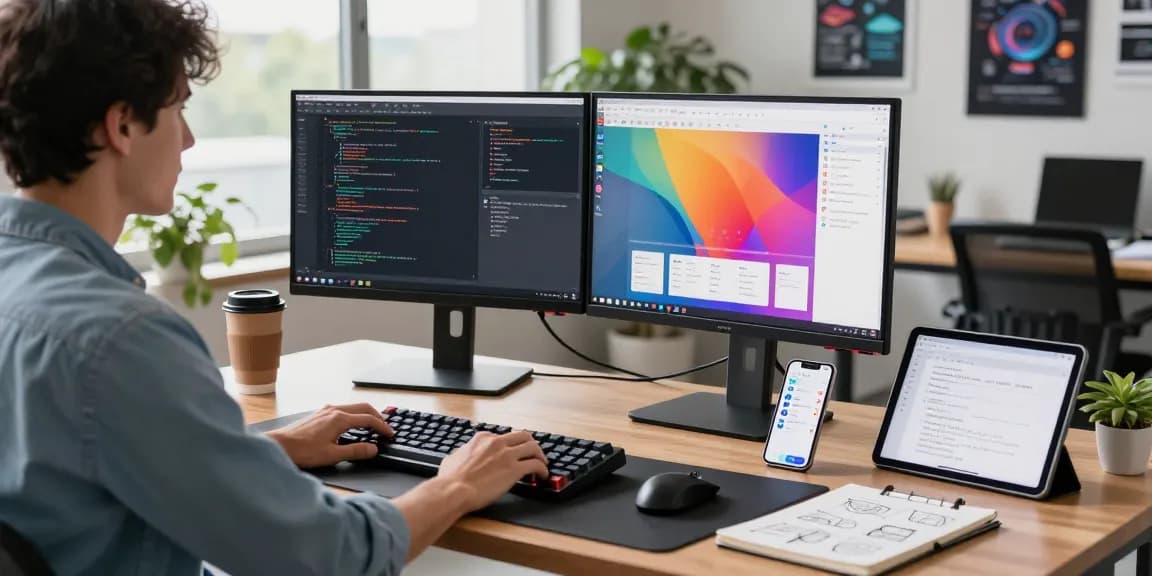 Dynamic developer workspace showcasing Snipaste's interface and productivity tools