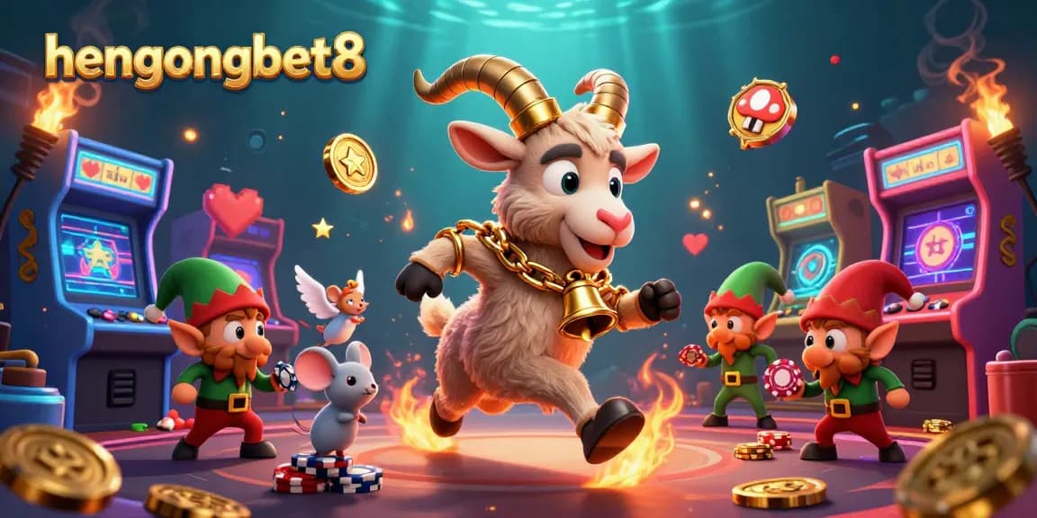 Engage in exciting gameplay at hengongbet8, featuring festive characters in a vibrant casino scene filled with games.