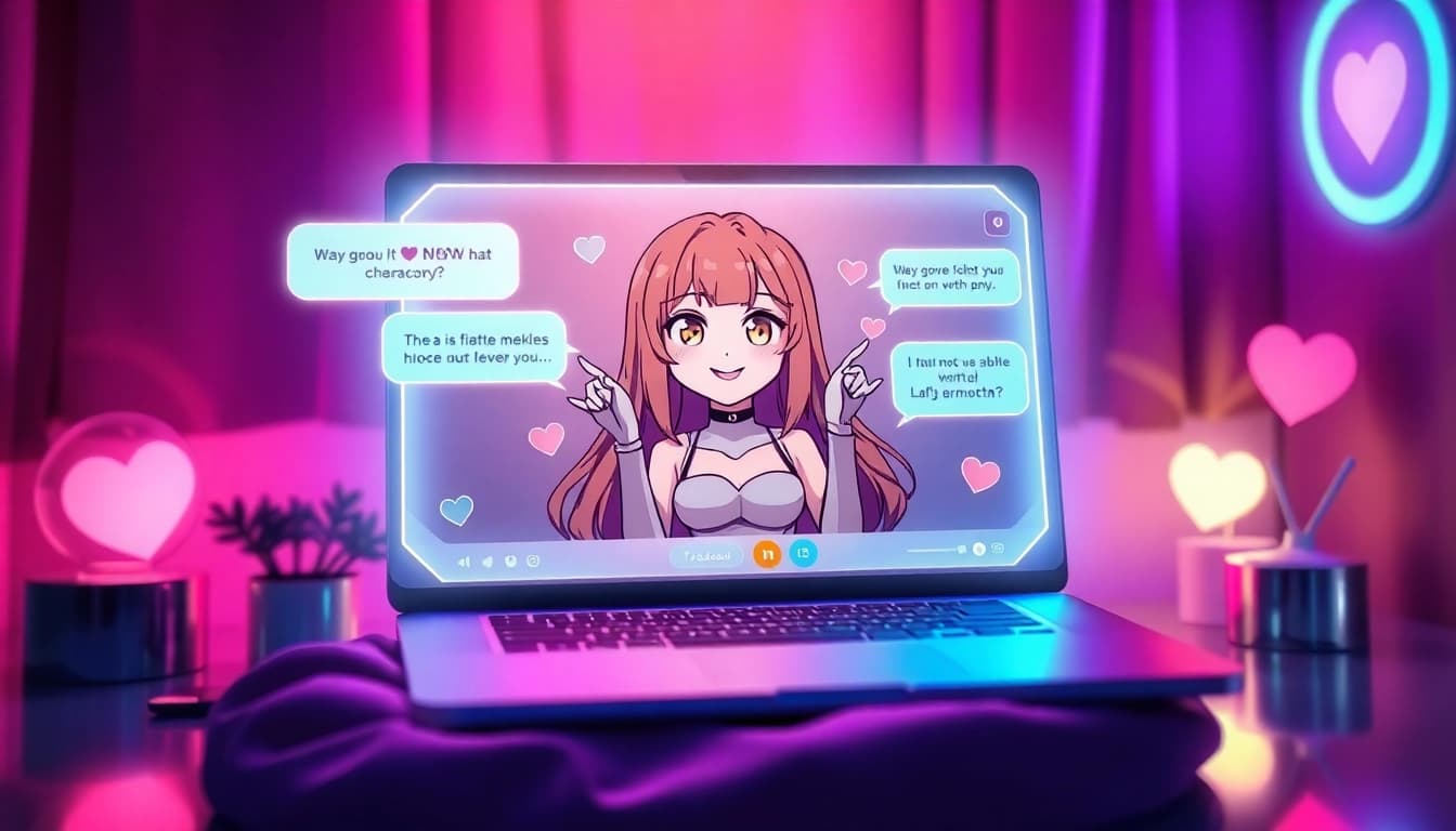 Engaging interaction with an NSFW AI chatbot in a futuristic chat setting.