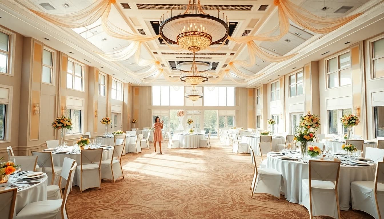 Veranstaltungen im Almas Event Center mit eleganten Arrangements und fröhlicher Atmosphäre.