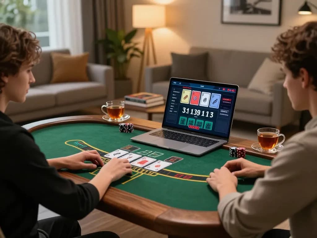 fly88 user placing bets on live dealer blackjack at home for an engaging gaming experience