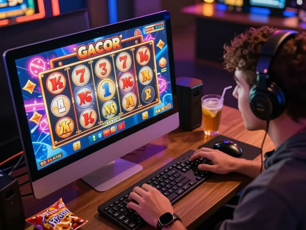Experience the excitement of slot gacor with big wins on the vibrant online gaming screen.