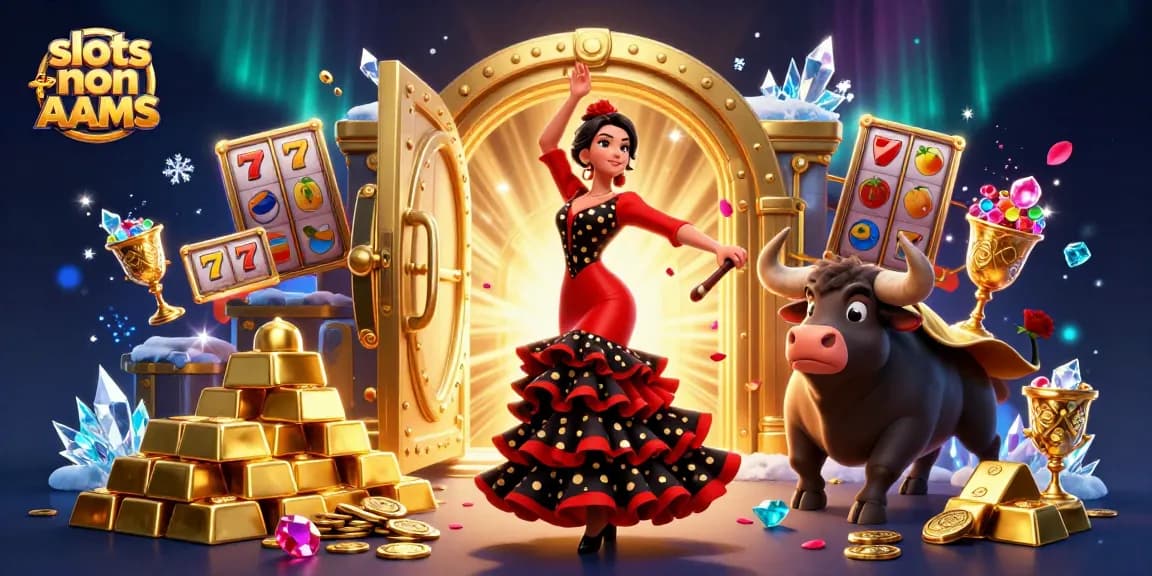 Gioca a emozionanti slot non AAMS immerso in elementi vibranti del casinò come tesori e personaggi vivaci.