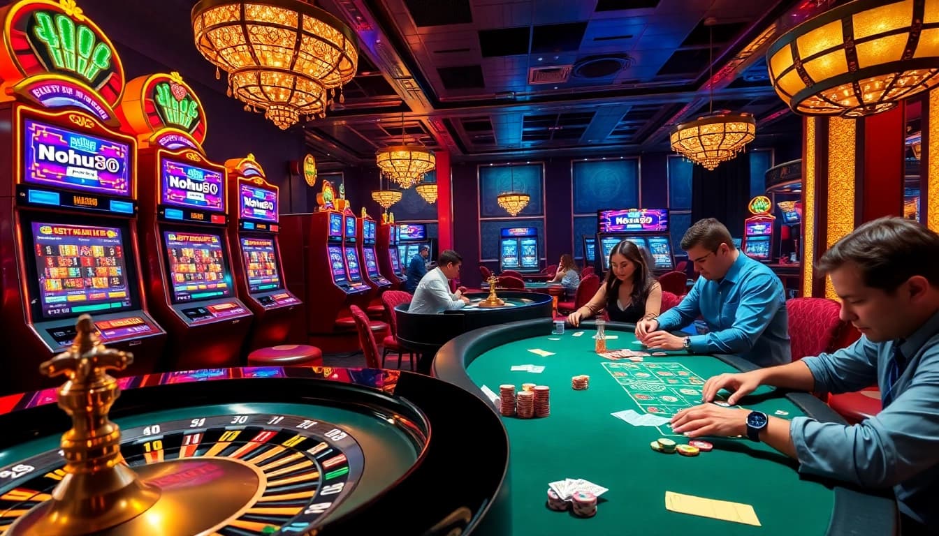 Players celebrating wins at the NOHU90 casino games, showcasing excitement and engagement.
