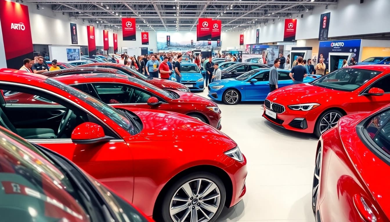 Experience the dynamic Auto Cars Show featuring modern vehicles and enthusiastic crowds.