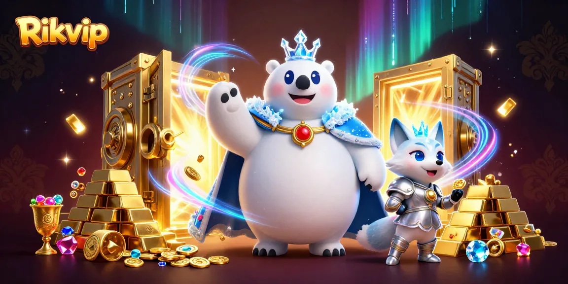 Experience thrilling casino fun at Rikvip with 3D characters and sparkling treasures.