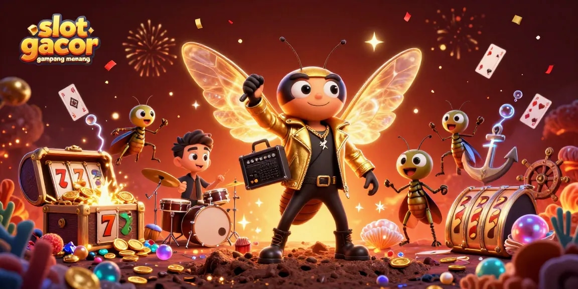 Experience slot gacor gampang menang with an exciting casino-themed 3D illustration featuring vibrant characters and rich details.