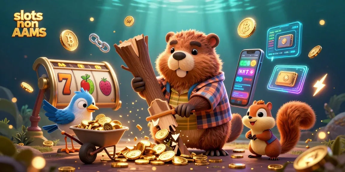 Vivi emozionanti slot non AAMS con un castoro cartone animato e amici in una vivace scena di casinò.