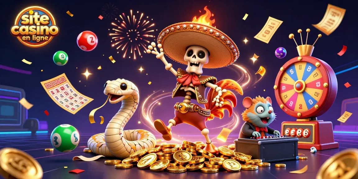 Plongez dans l'univers du site casino en ligne avec une fête colorée de jeux de hasard et d'animations extravagantes.
