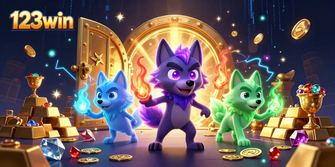 Experience the excitement of winning at 123win with a captivating 3D casino scene.