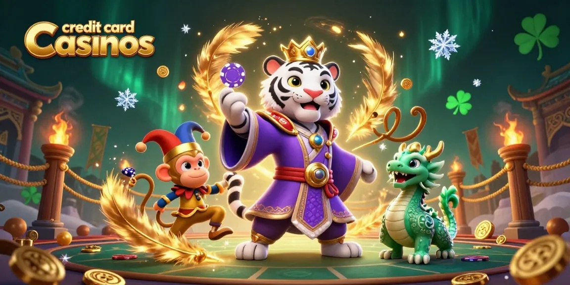 Engage with credit card casinos and experience thrilling gameplay with an immersive casino illustration.