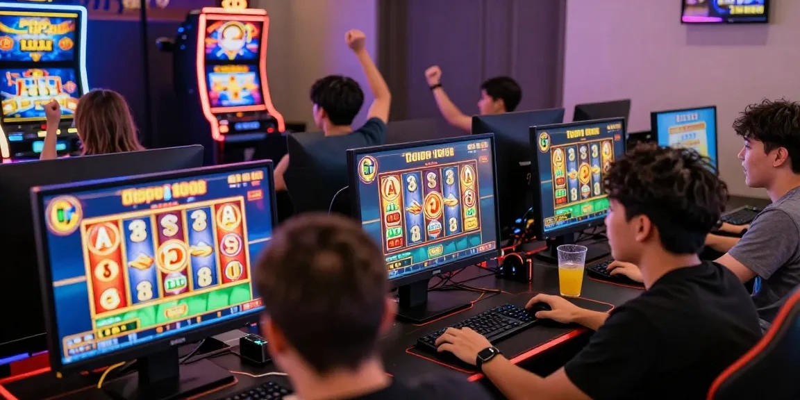 Engaging players enjoying slot depo 1000 games with modern setups and vibrant gaming interfaces.
