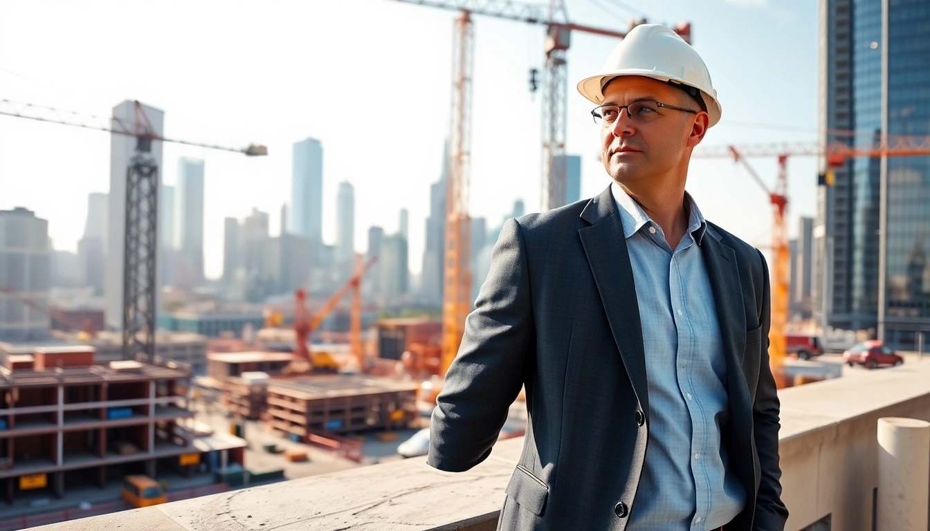 Manhattan Construction Manager supervising a busy construction site in the city.
