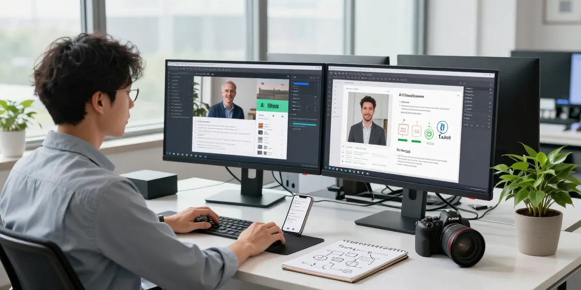 AI image detector analysis in a modern workspace, showcasing image processing and technology.