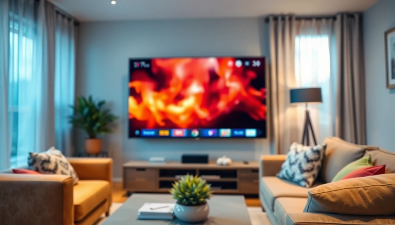 Enjoy a vibrant IPTV smarter streaming experience in a cozy living room setting.