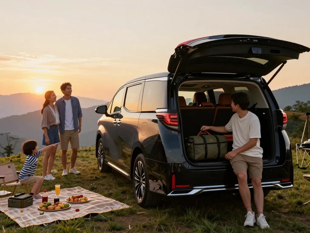 Đi du lịch sang trọng trong một chiếc Toyota Alphard cùng gia đình tận hưởng hoàng hôn tuyệt đẹp.