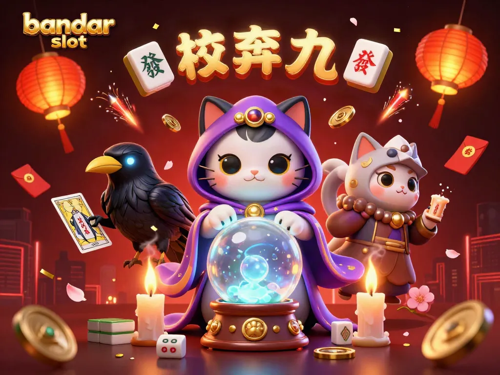 Engage with exciting bandar slot experiences featuring a mystical 3D scene filled with fortune, luck, and vibrant casino elements.