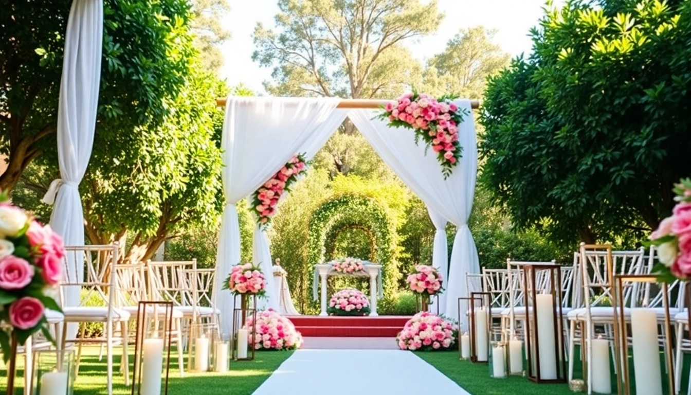 Beautiful outdoor setup at a Jacksonville Wedding Venue with floral arrangements and elegant decor.