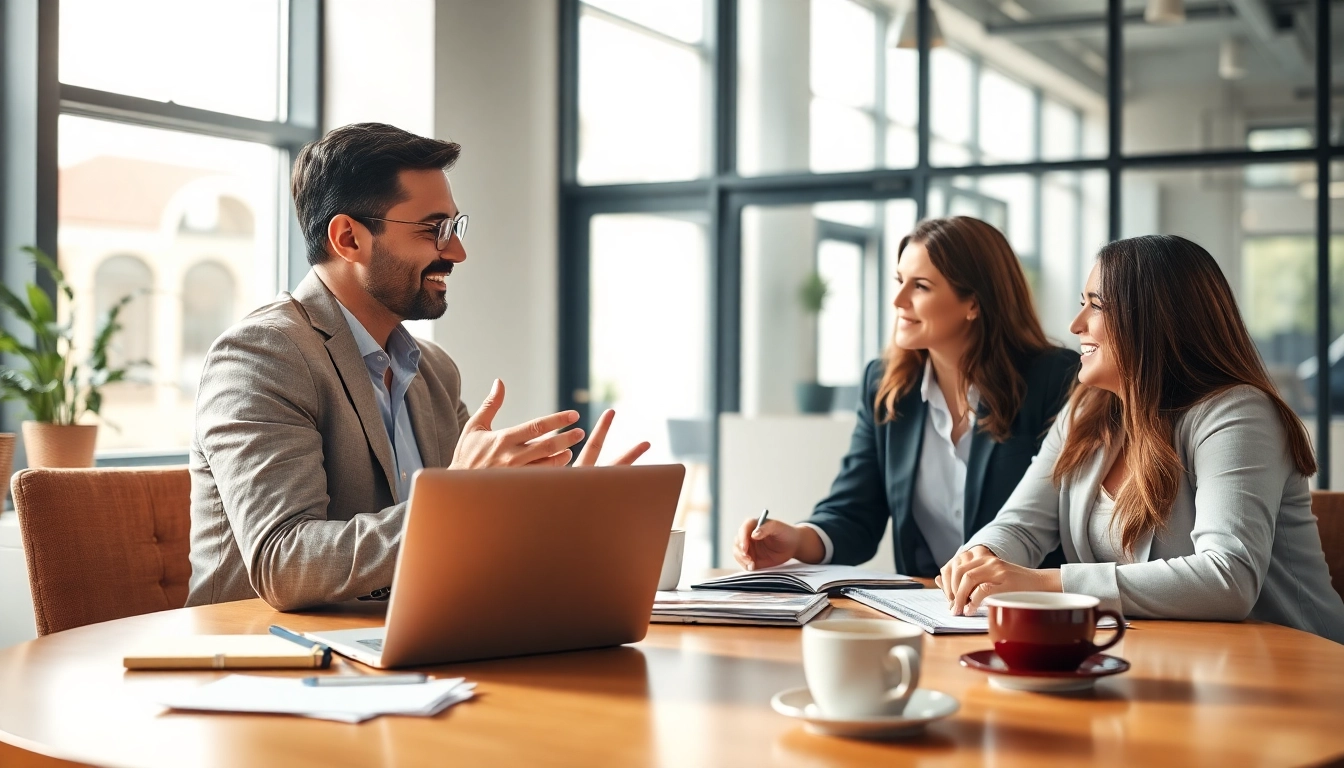 Engaging session with a business coach los angeles in a modern office setting.