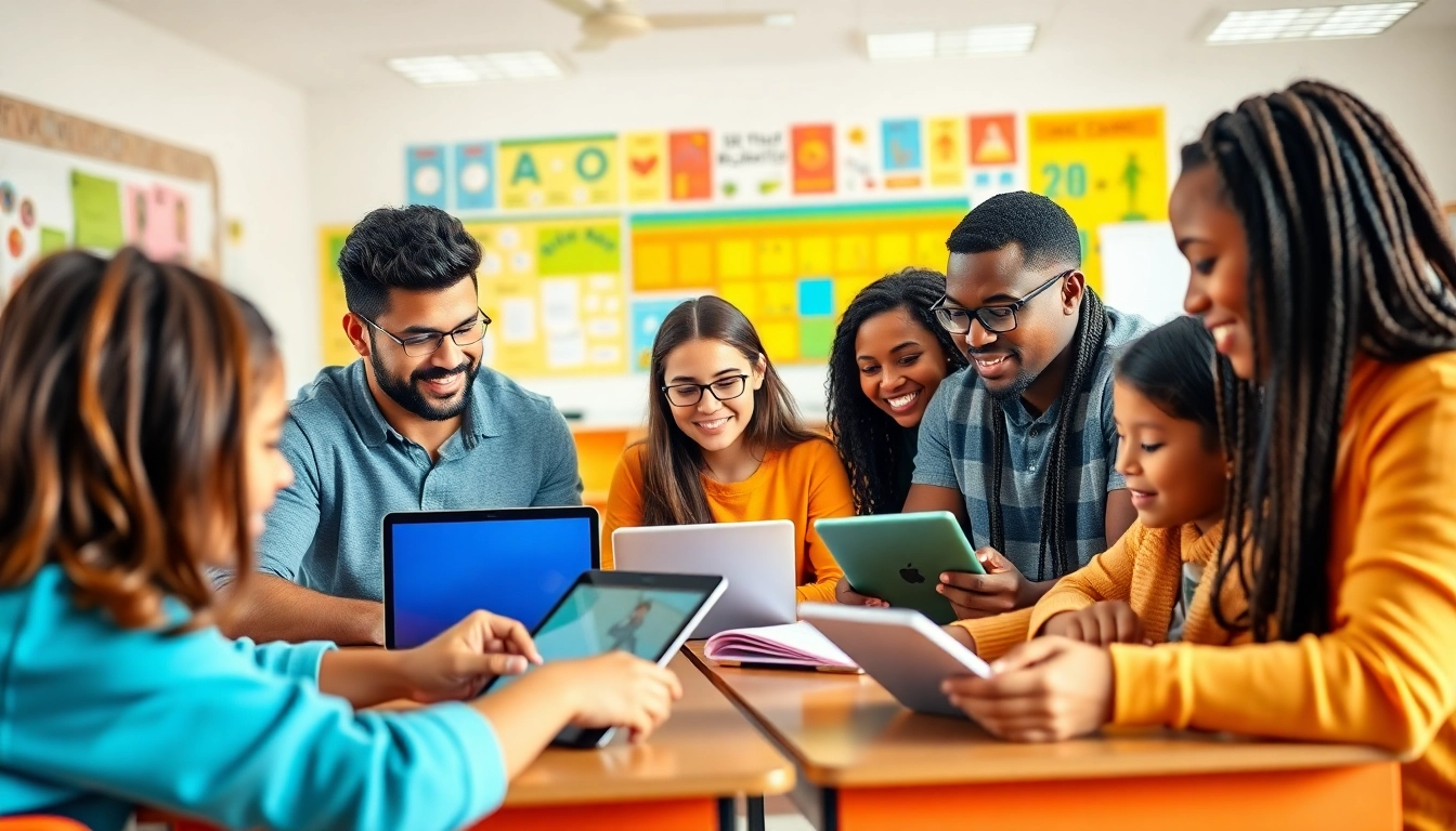 Engage with diverse students in Education-focused collaboration within a vibrant classroom.