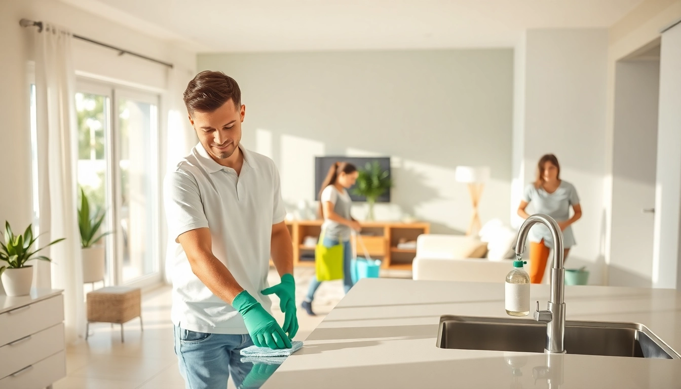 Efficient cleaning services near me showcased in a bright home environment.
