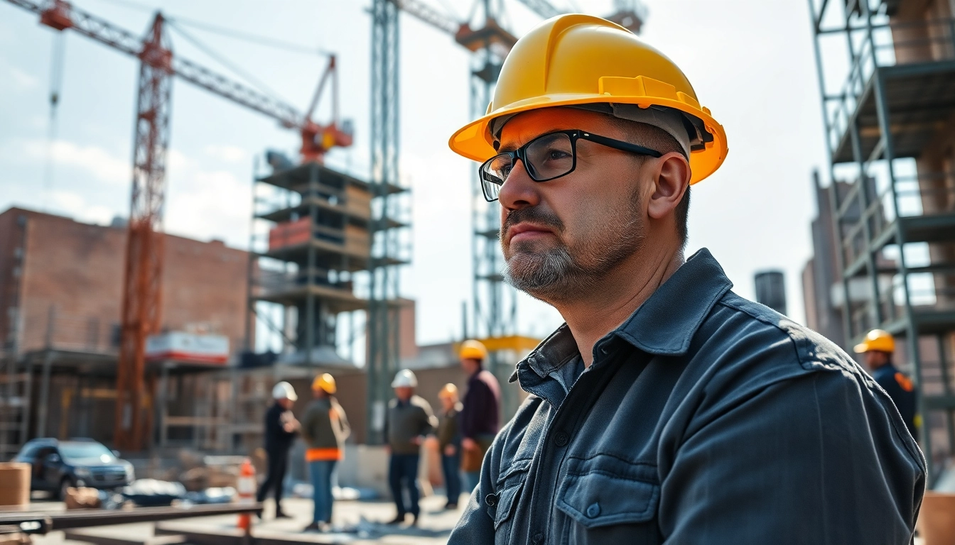 New York General Contractor supervising diverse construction workers at a busy site.