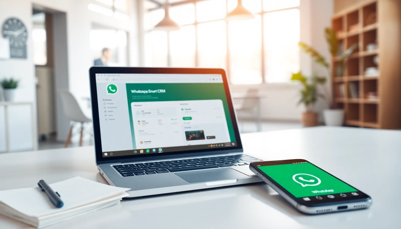 Utilize WhatsApp Smart CRM for effective digital marketing in a modern workspace.