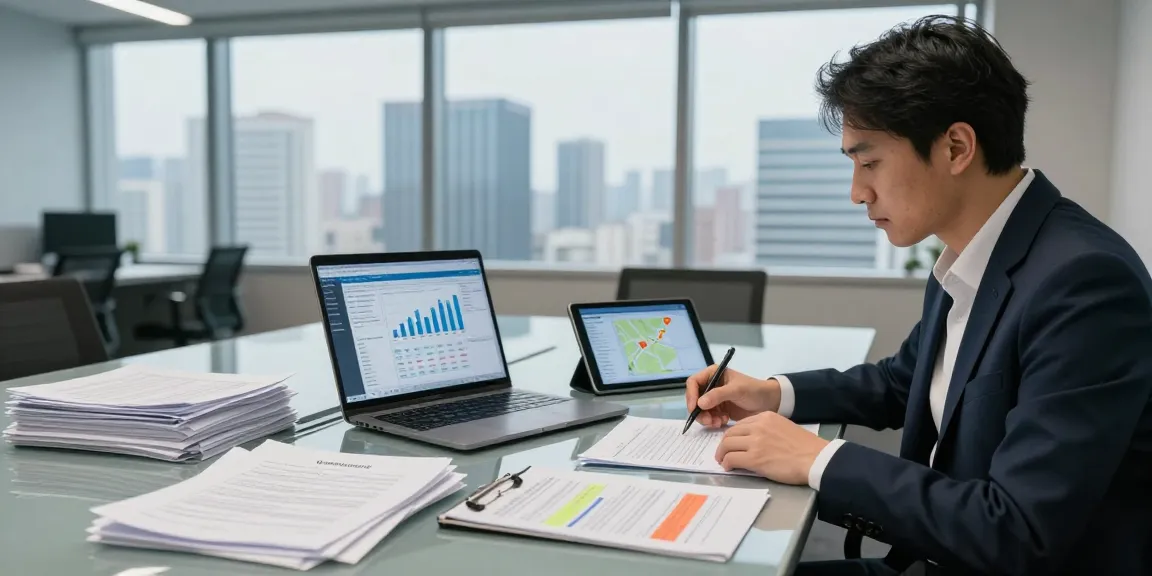 Detailed asset tracing investigation in a corporate setting showcasing documents and data analysis.