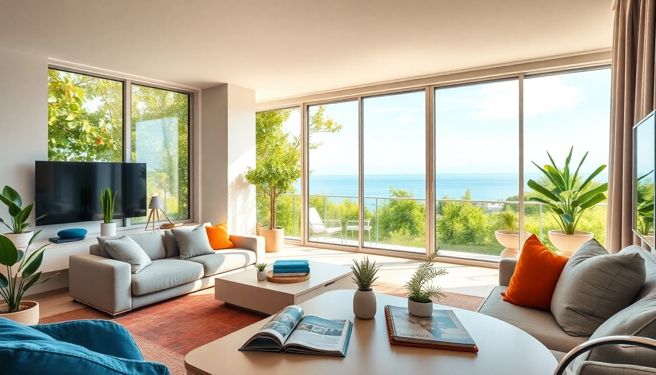 Stylish modern apartment for rent in Alanya Turkey with Mediterranean views and bright interiors.