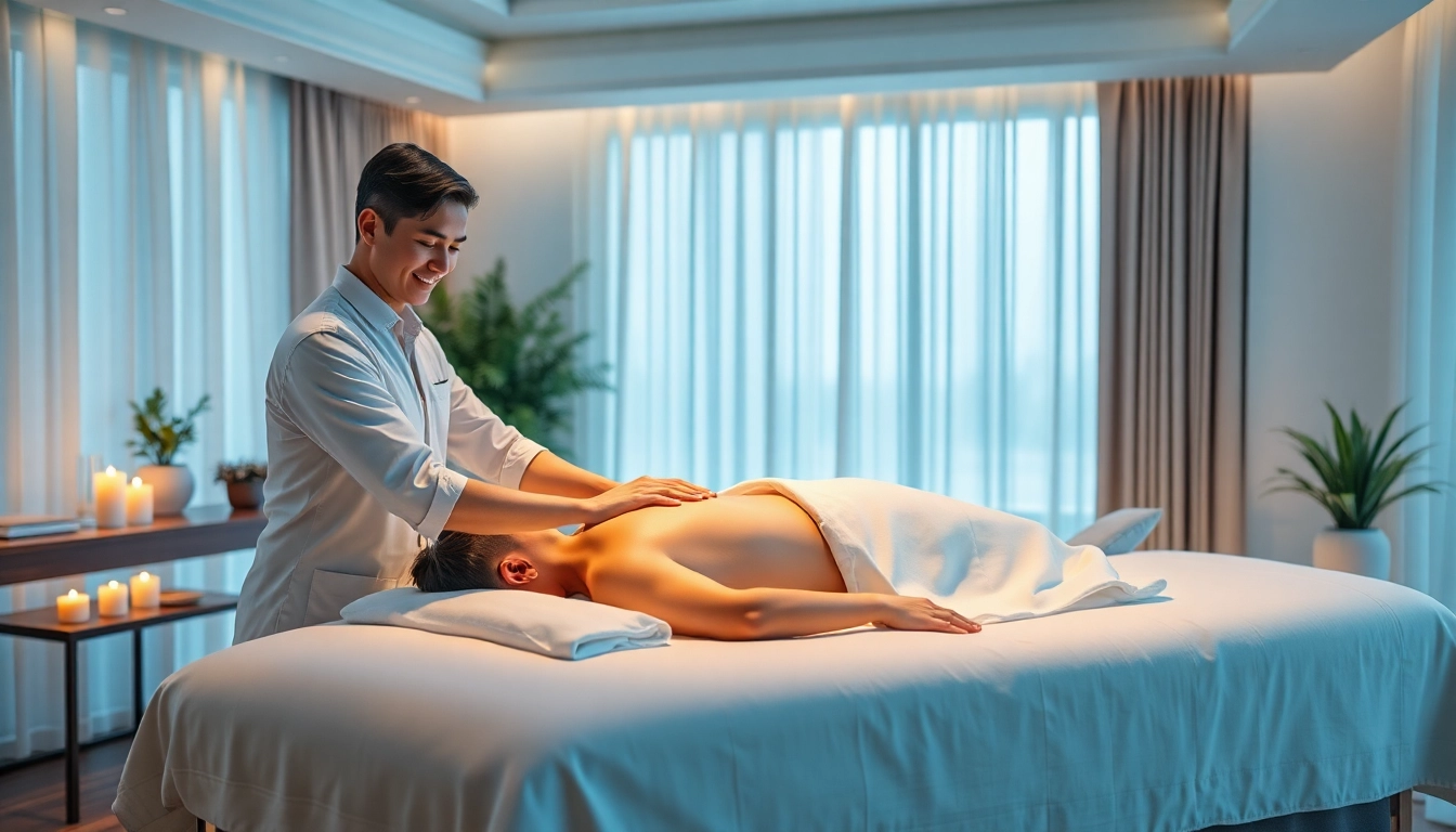 출장마사지 session in a serene hotel room with a professional therapist.
