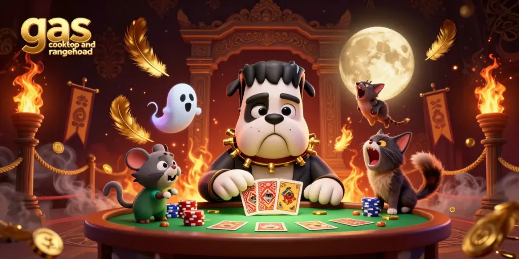 Engage with a thrilling gas cooktop and rangehood casino scene filled with unique characters and elements.