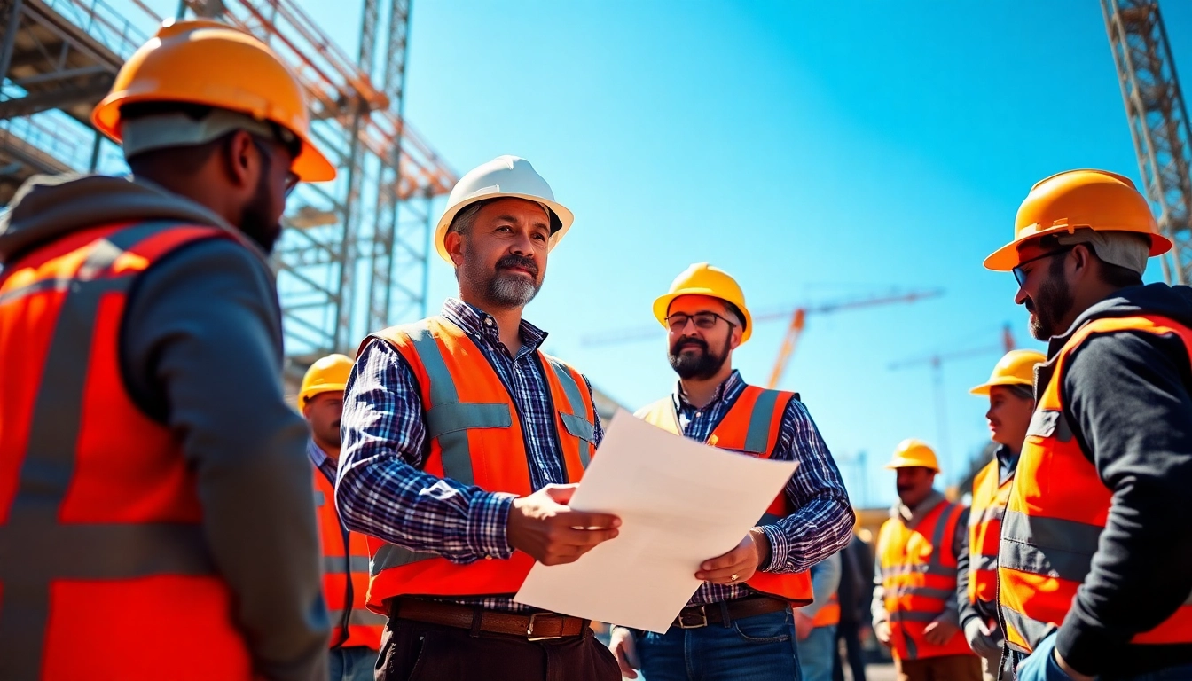 Action-packed scene of a Manhattan General Contractor leading a construction team on-site.