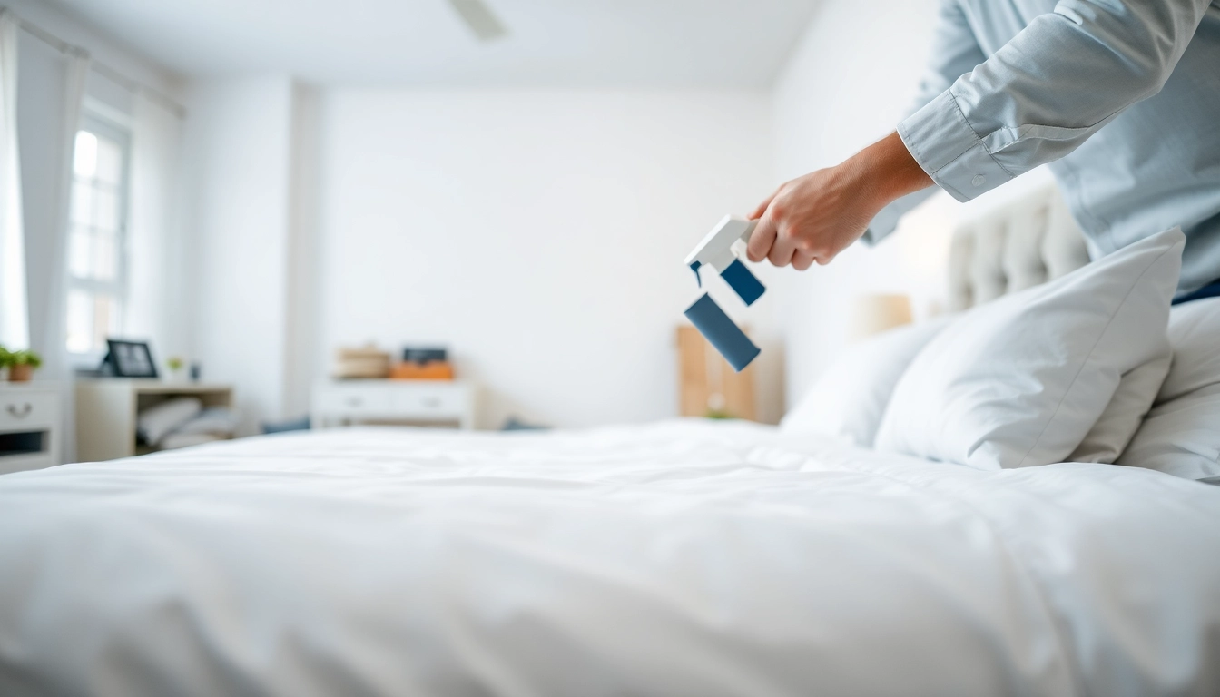 Execute effective bed bug control with a professional exterminator in action.