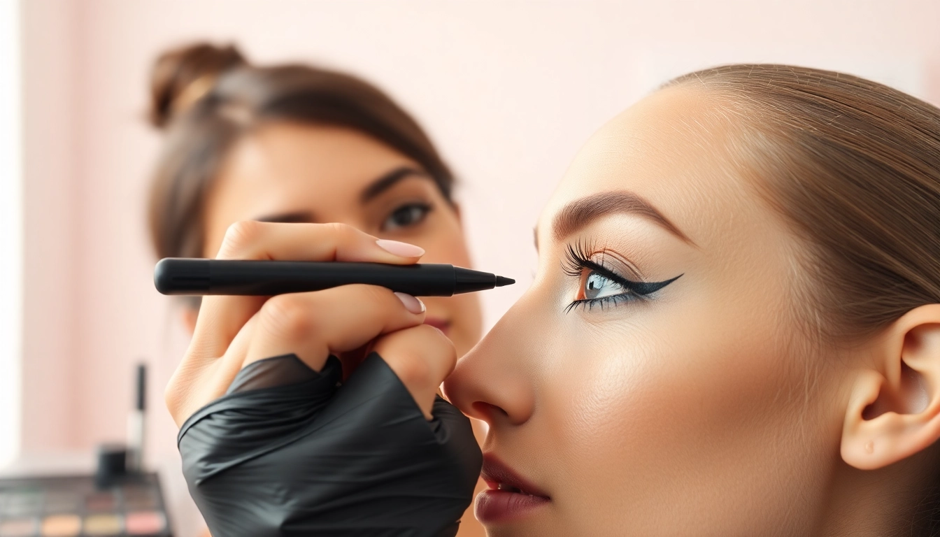 Effortlessly apply a tattoo eyeliner pen for precise eye makeup.