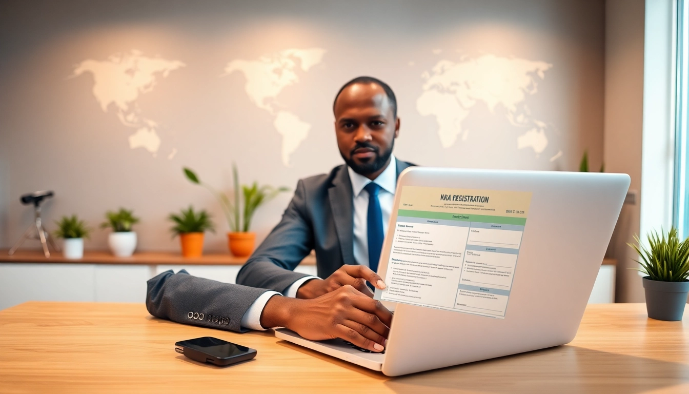 Documenting KRA PIN Registration for Foreigners in a professional office environment.