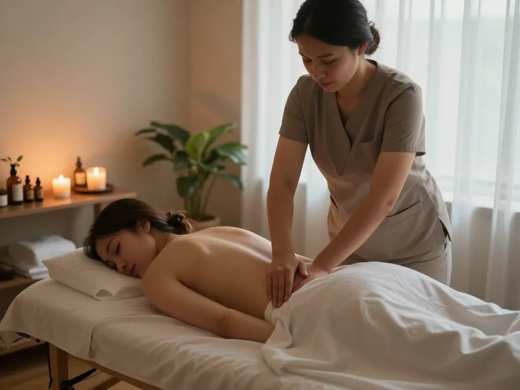 따뜻한 조명과 편안한 분위기로 가득한 마사지 스튜디오에서 마포스웨디시 요법을 경험해보세요.