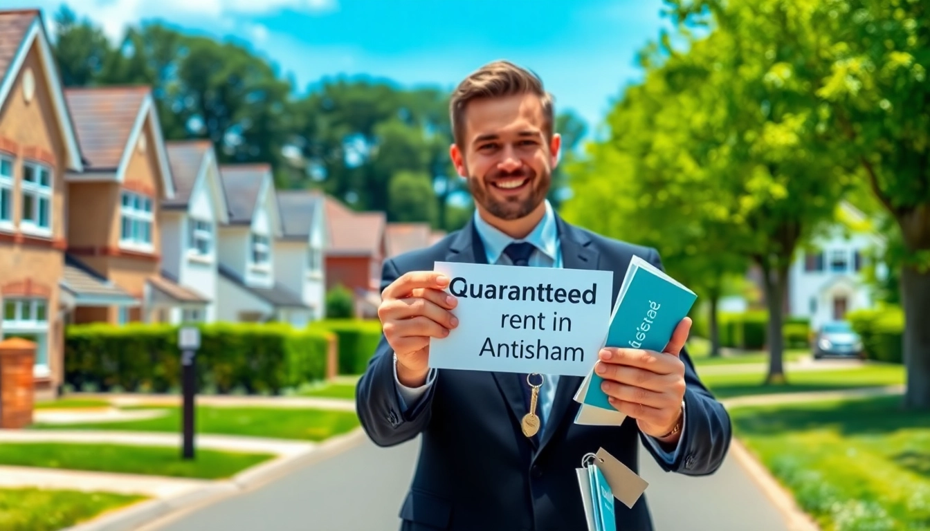 Showcasing Guaranteed rent in Amersham sign with modern properties in a suburban setting.