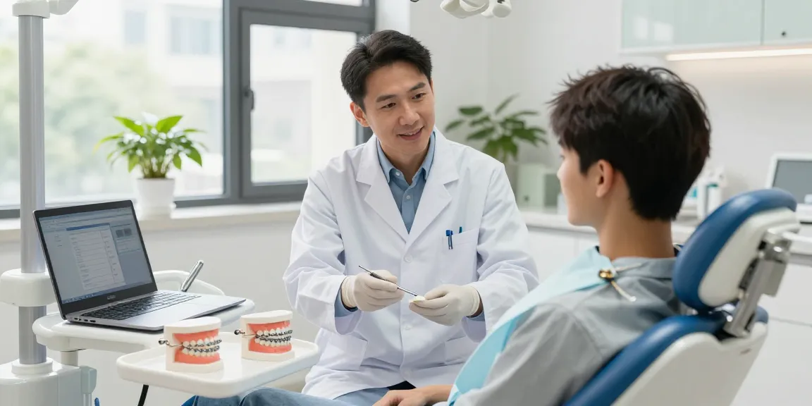 Patient consultation about incognito braces in a modern dental clinic.