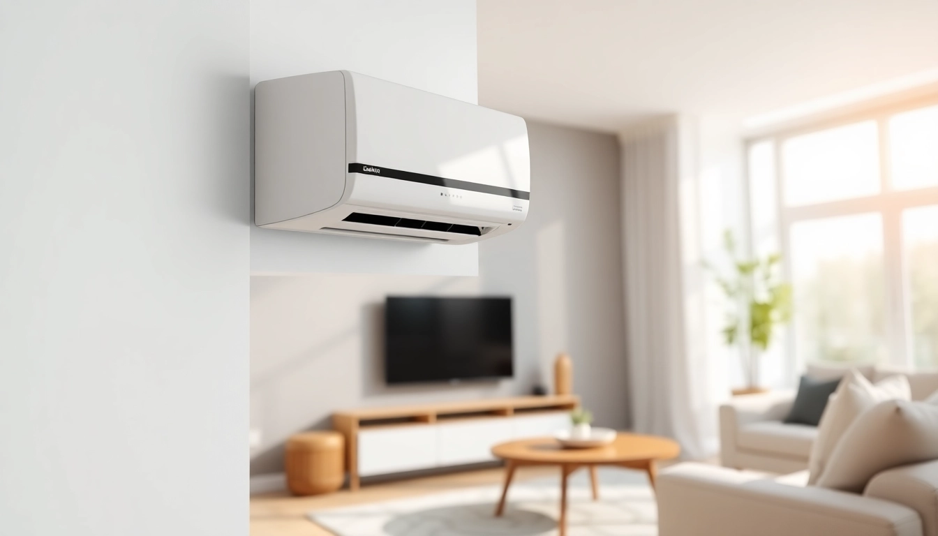 Efficient daikin mini split ac unit in a stylish modern living room setting.