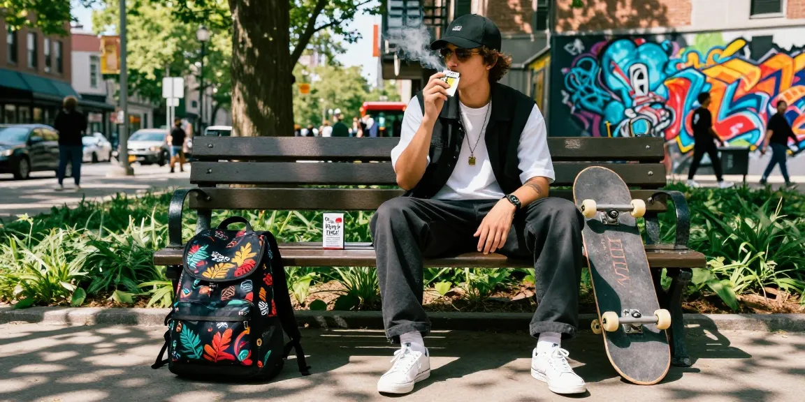 Buy pure fire k2 liquid spray on paper showcased in an urban lifestyle scene with a stylish young adult.