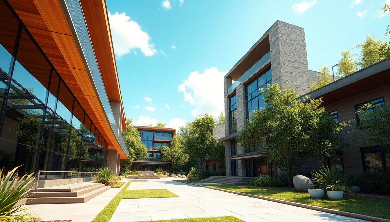 3D Visualisierung erstellen mit einem modernen architektonischen Design in einem natürlichen Umfeld.