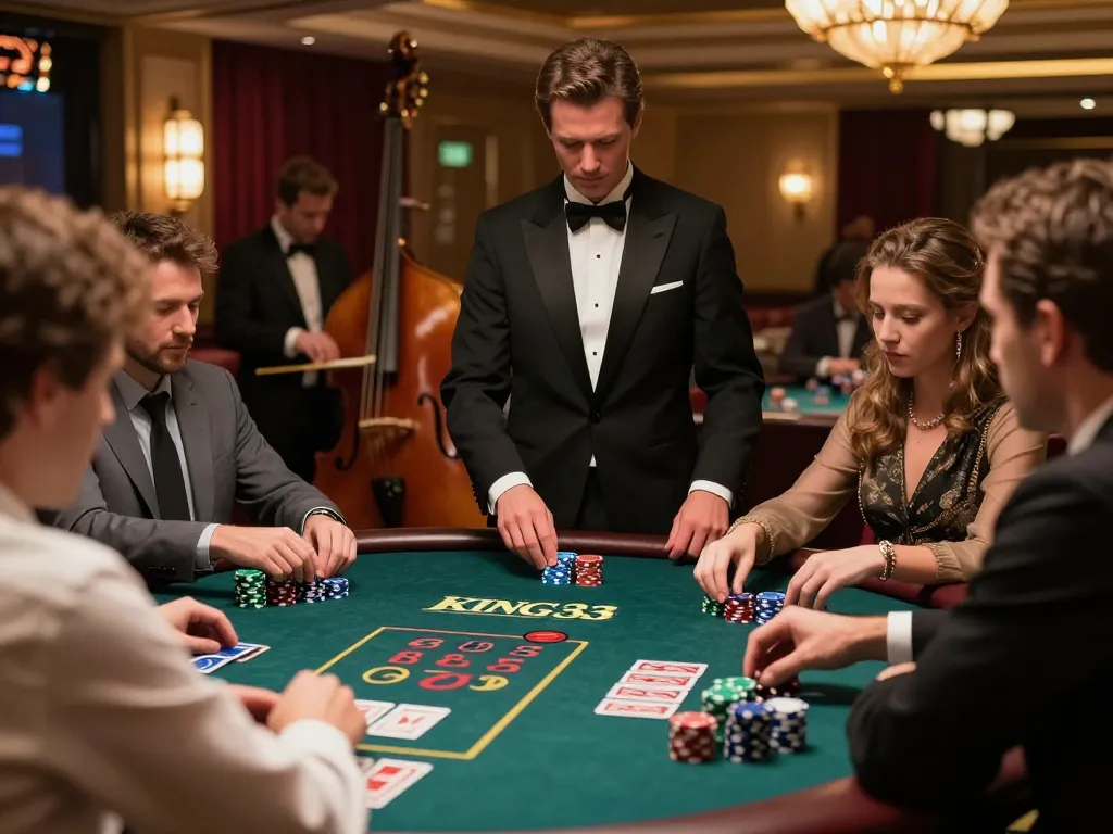 Exciting game moment at king33's live blackjack table with professional dealer.