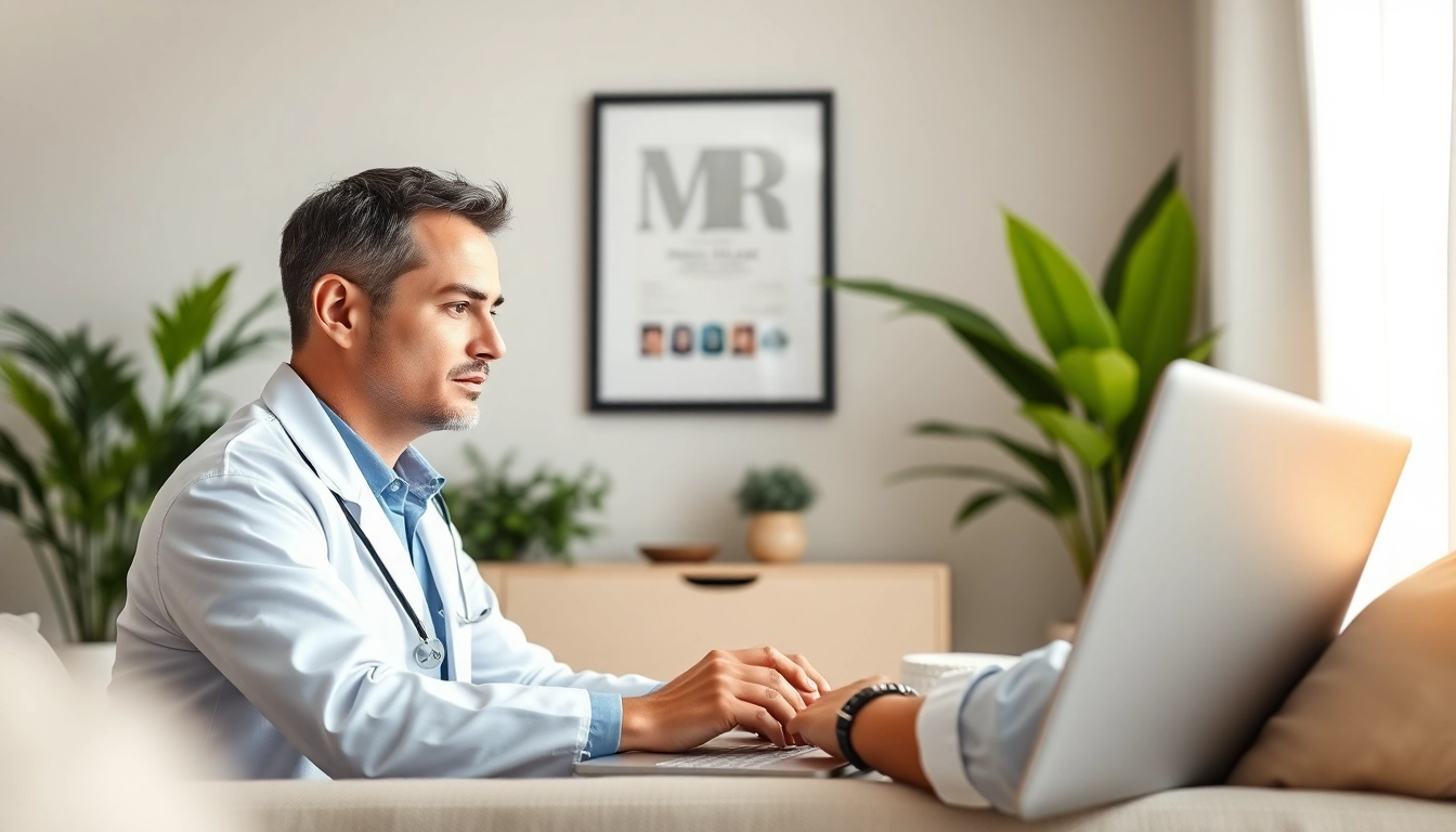 Engaging telehealth doctor for prescriptions in a virtual consultation with a patient.