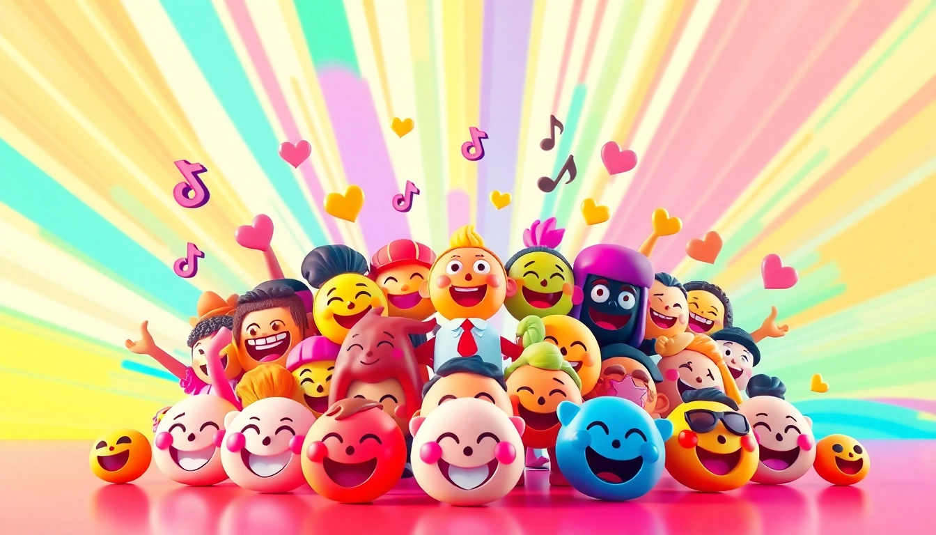 Colorful array of TikTok emojis presented creatively, highlighting their unique expressions.