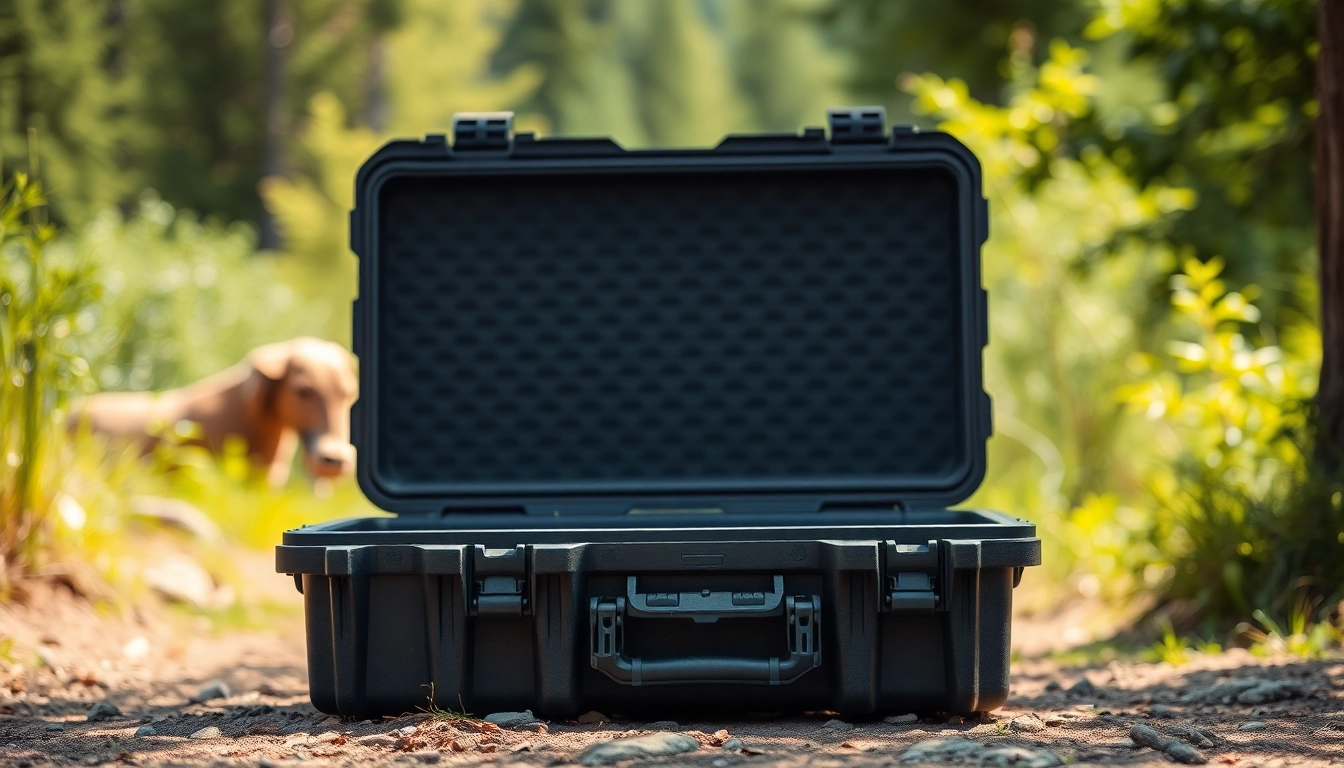 Secure your pelican rifle case with optimal protection showcased in a natural outdoor setting.