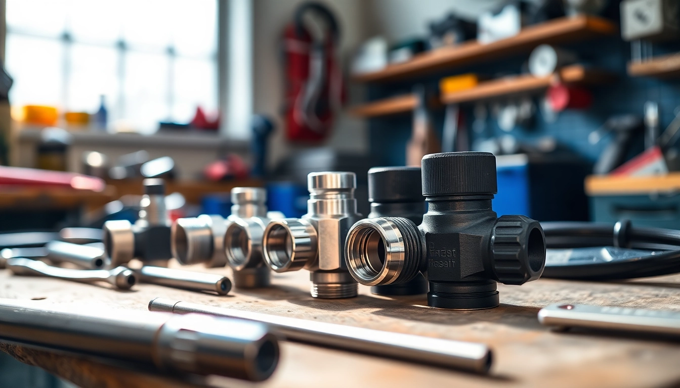 Investigating EFI fuel system fittings showcased on a workshop bench.