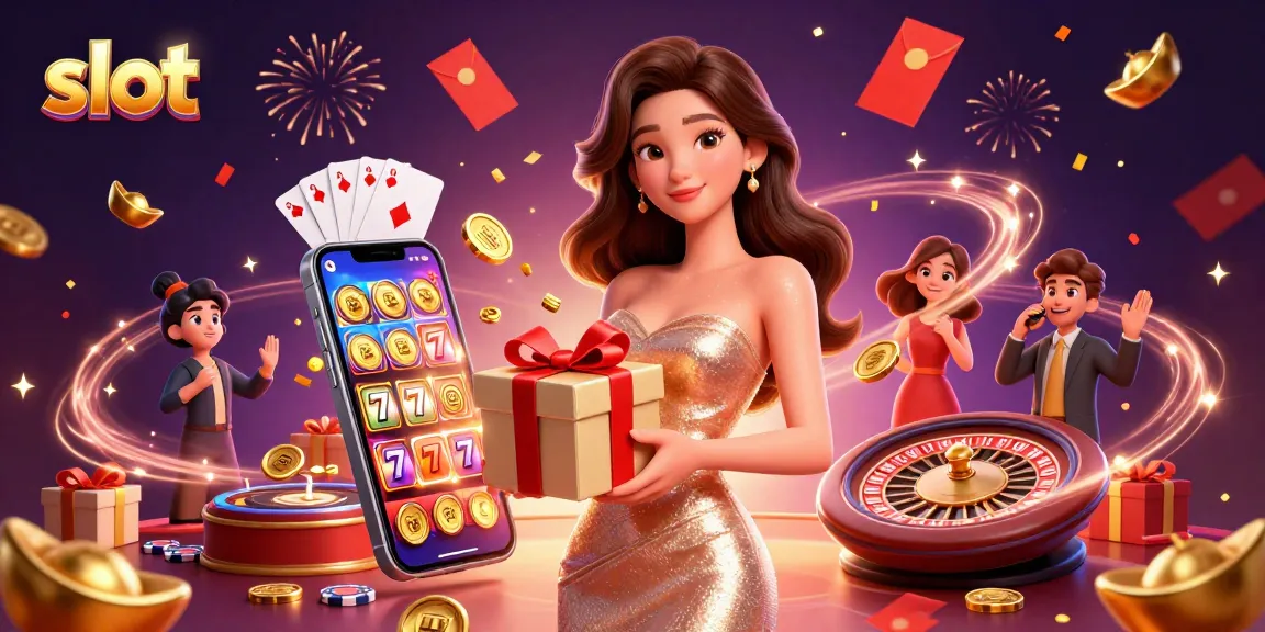 Spin the slot games with a beautiful Asian woman celebrating wins in an immersive casino scene.