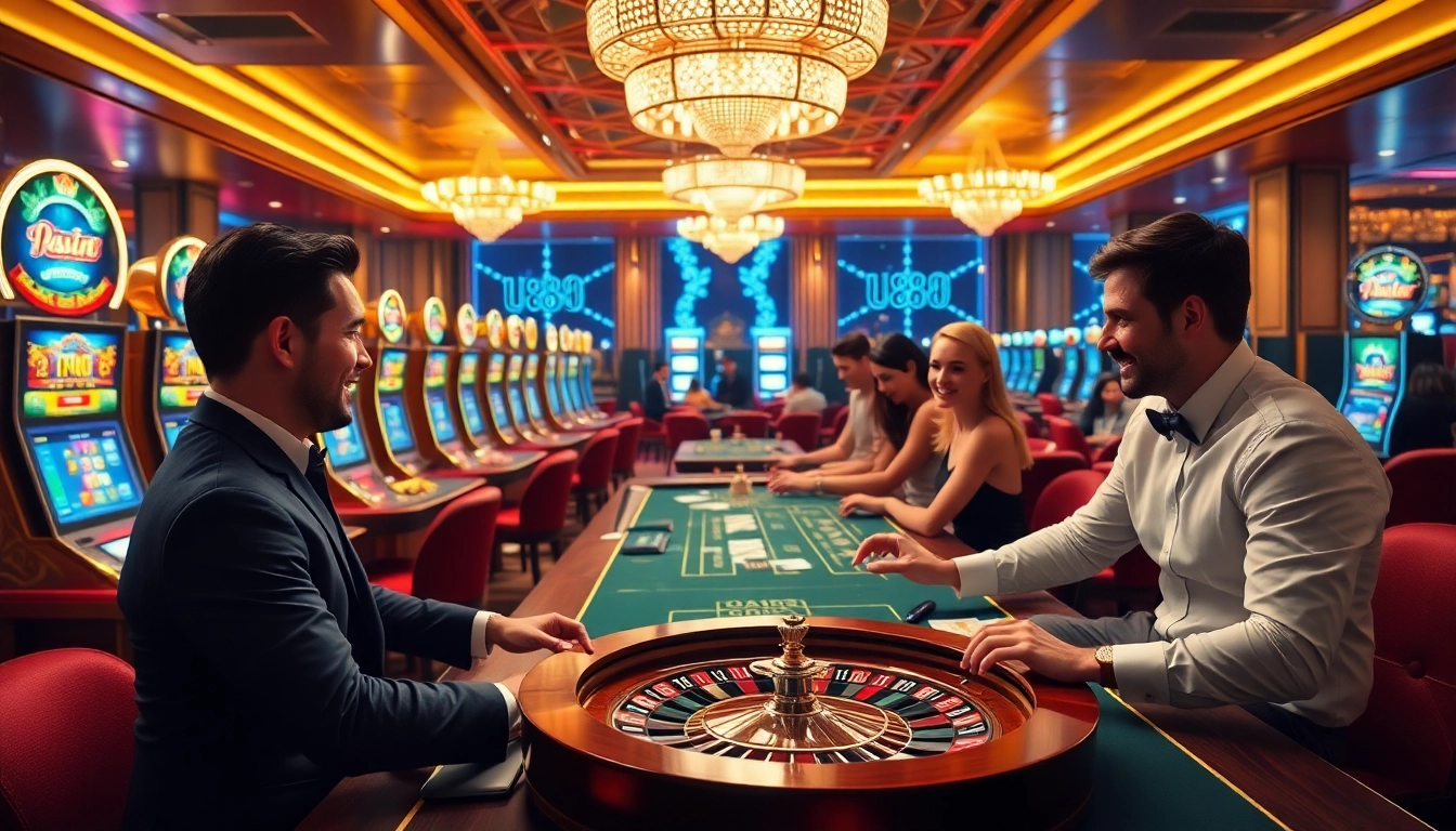 Experience excitement at U888's luxurious casino, featuring vibrant games and elegant decor.